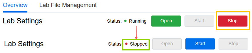 Status change after clicking Stop